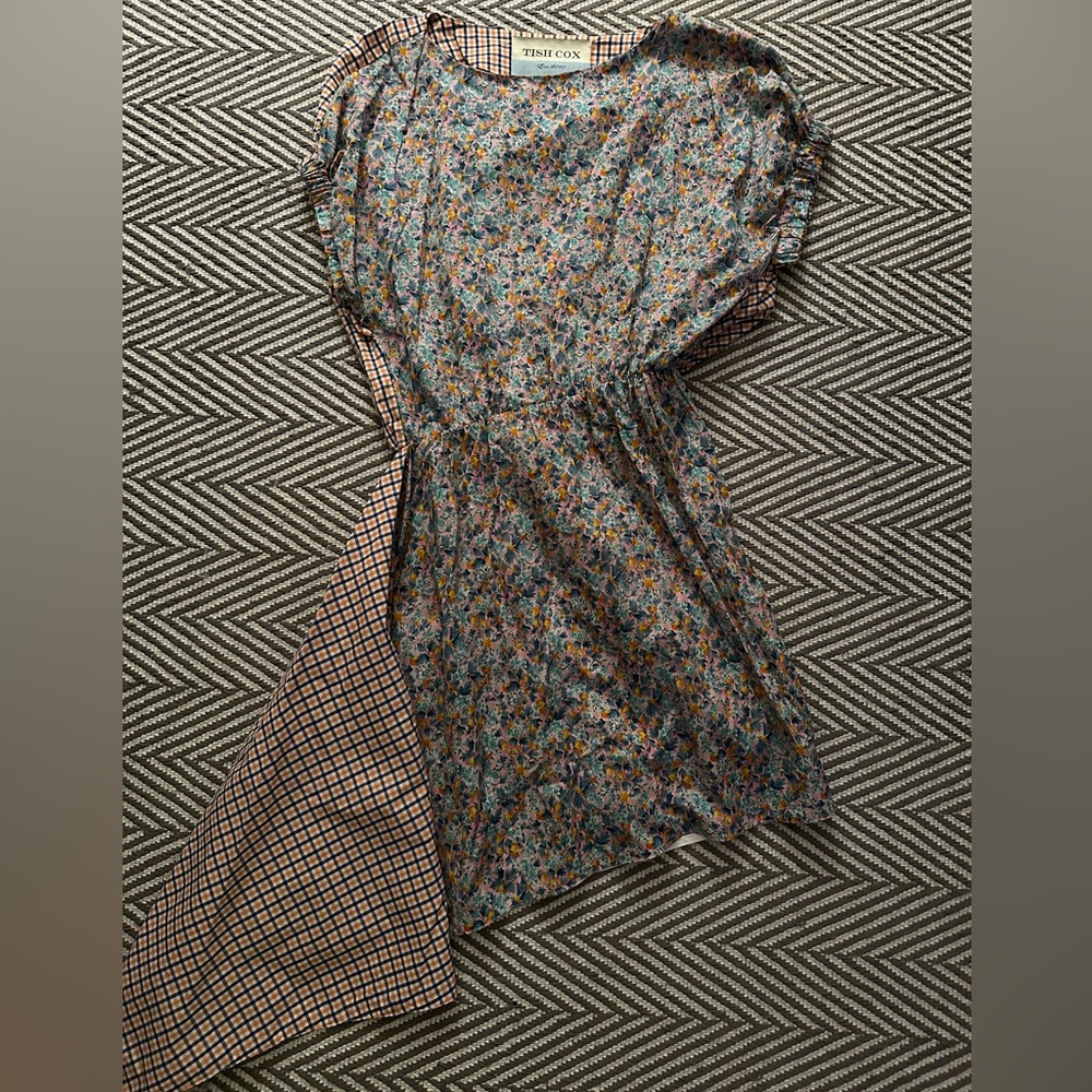 Tish Cox Summer Dress With Floral And Plaid Fabrics